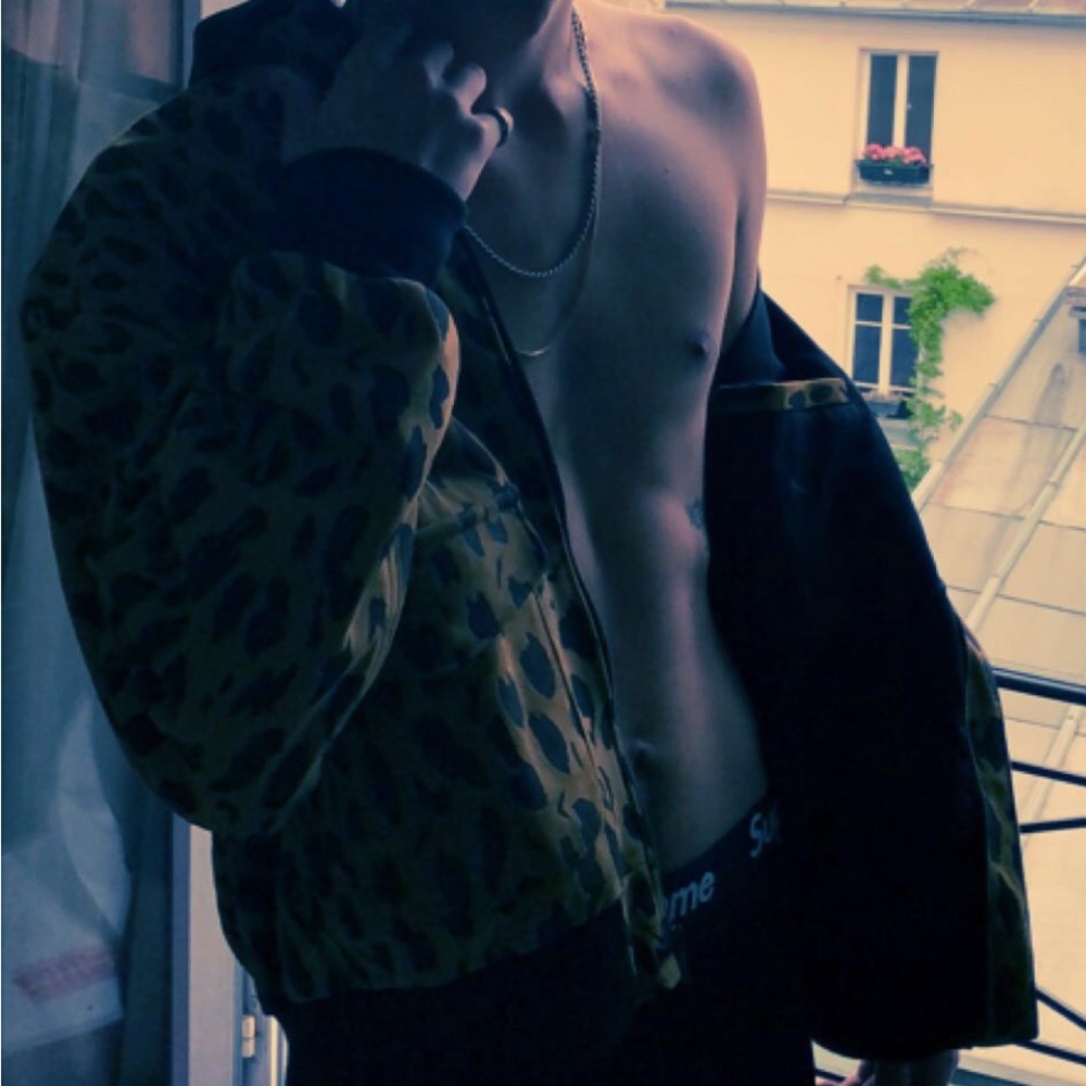 supreme x schott nyc suede leopard print jacket
